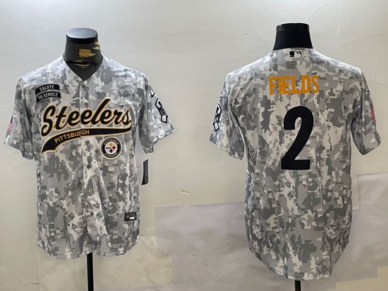 Men Pittsburgh Steelers #2 Fields Nike Arctic Camo 2024 Salute to Service Limited NFL Jersey style 4